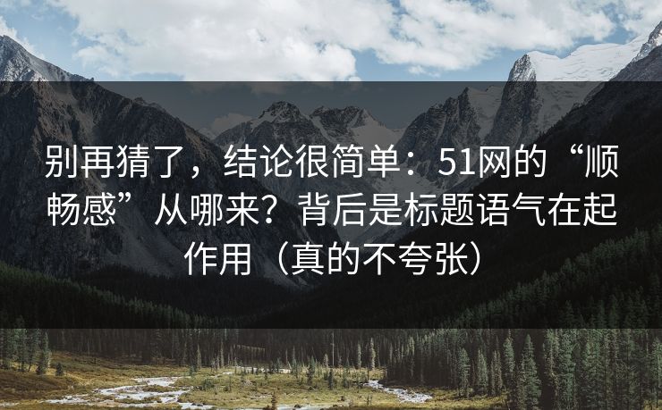 别再猜了，结论很简单：51网的“顺畅感”从哪来？背后是标题语气在起作用（真的不夸张）